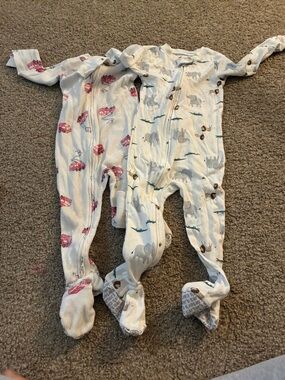 Carter's White One-Piece Footed Pajamas with Pink Car & Gray Animal Prints